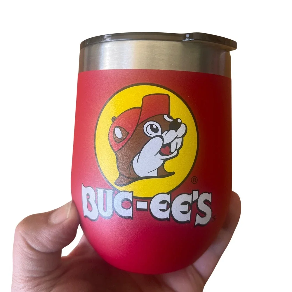 Buc-ee's Red Insulated‎ Wine Tumbler 10oz Stainless Steel Lid NEW Texas